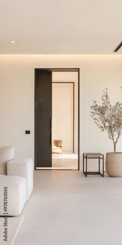 Fototapeta premium Modern interior design featuring minimalistic elements and natural light in a spacious room