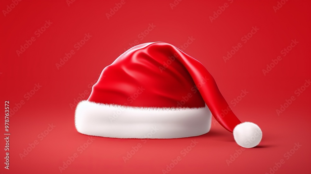 Festive red Santa hat resting on a bright background for holiday cheer and celebration decoration Festive red Santa hat resting on a bright background for holiday cheer and celebration decoration