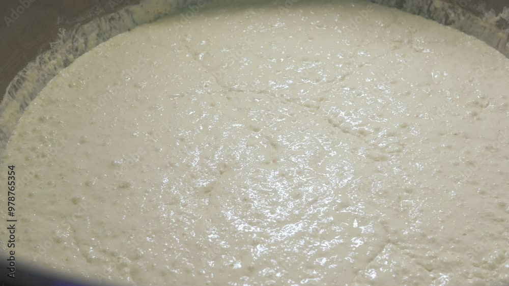 The process of preparing sourdough on yeast for further use in baking bread at a bread factory. The process of preparing sourdough on yeast for further use in baking bread at a bread factory.