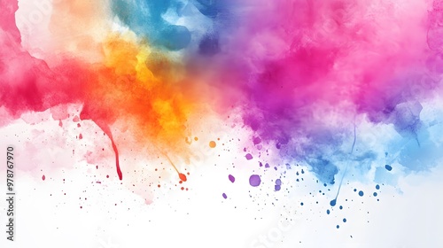 Contemporary 2D background with artistic watercolor splashes and minimalistic outlines, hyper-realistic, sharp images, high quality