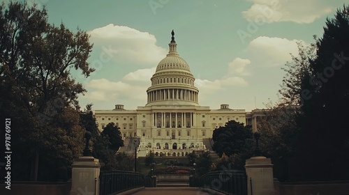 The United States Capitol Building in Washington, DC, stands as a symbol of American democracy.  #978769121