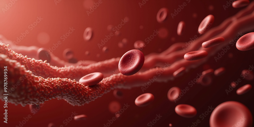 Artistic depiction of blood cells flowing in vessels Artistic depiction of blood cells flowing in vessels