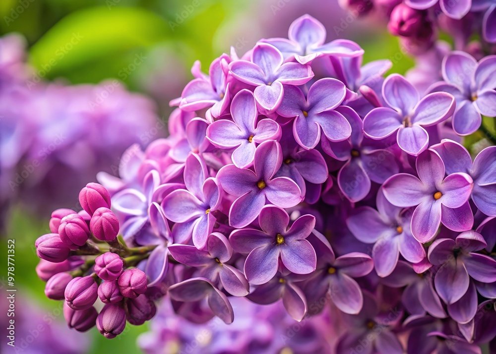 Closeup of beautiful purple lilac bush flower in full bloom, purple, lilac, bush, flower, bloom, closeup, macro, detailed Closeup of beautiful purple lilac bush flower in full bloom, purple, lilac, bush, flower, bloom, closeup, macro, detailed