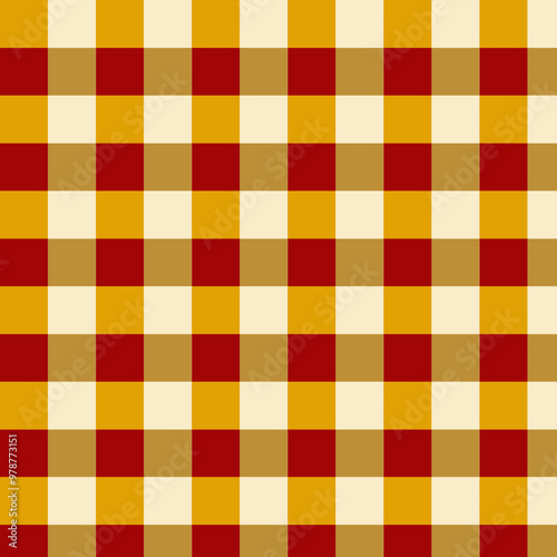 Checkered chess with orange color seamless pattern and background