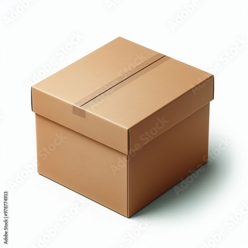 Open plain brown blank cardboard box isolated on white background