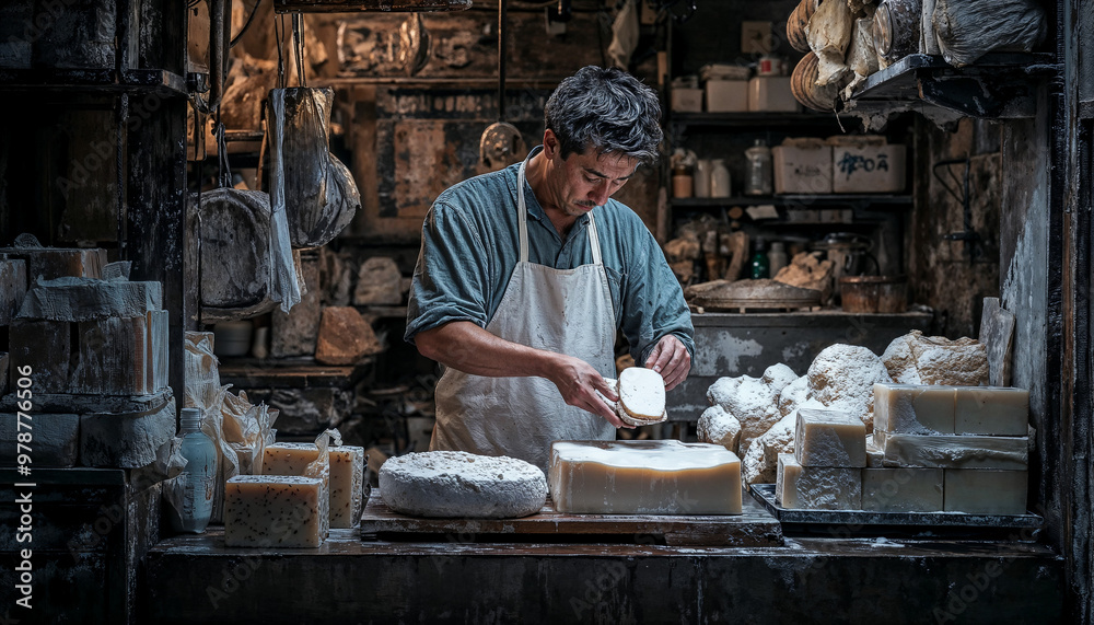 custom made wallpaper toronto digitalSoap maker, old man making soap, artisan, makers studio