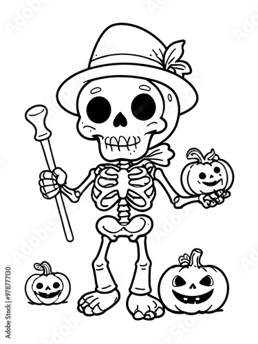 skeleton coloring book page