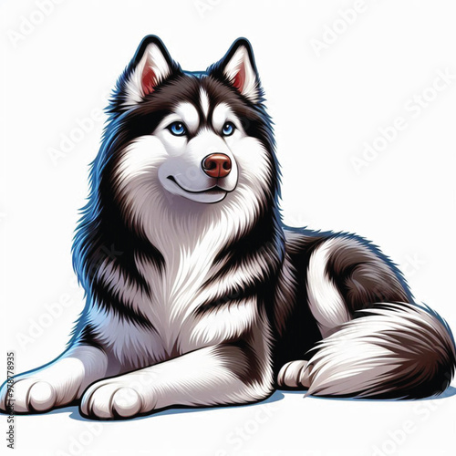 Cute Siberian Husky dogs Vector Cartoon illustration