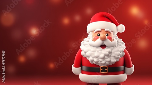 Cheerful Santa Claus figure with a red background celebrating the holiday season