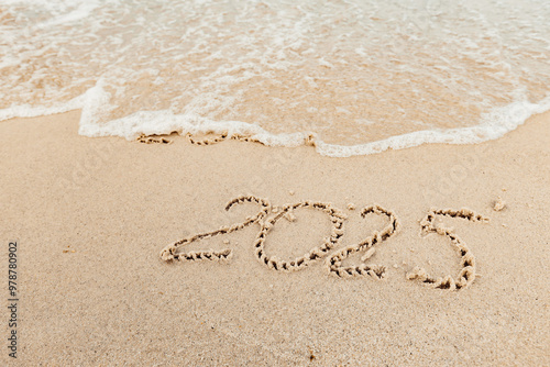 Christmas inscription 2005 on the beach