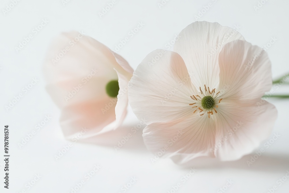 Delicate pink flowers on minimalist white background Delicate pink flowers on minimalist white background