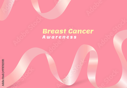 Breast Cancer Awareness Banner template design. During October. this ribbon is widely used in campaigns. A Breast cancer awareness pink ribbons vector