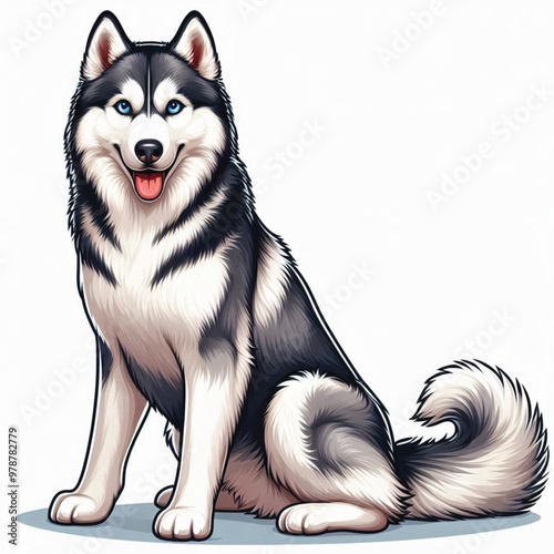 Cute Siberian Husky dogs Vector Cartoon illustration