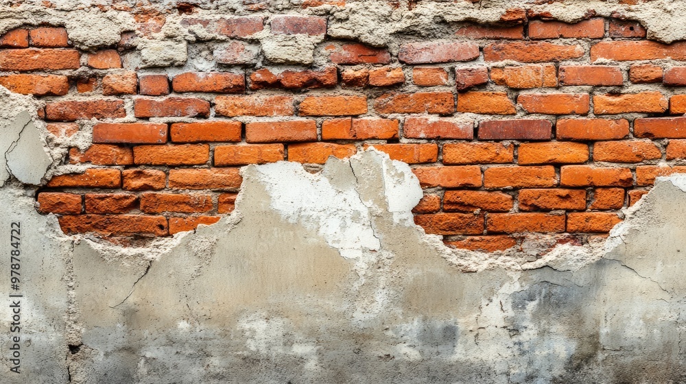 Fotografie Weathered Brick Wall With Exposed Mortar and Cracks