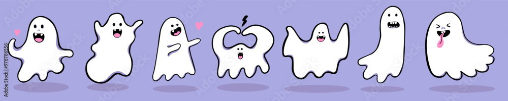 cute minimalistic ghost set for halloween in vector. objects for stickers avatar decoration postcard poster print logo icon mascot cute minimalistic ghost set for halloween in vector. objects for stickers avatar decoration postcard poster print logo icon mascot