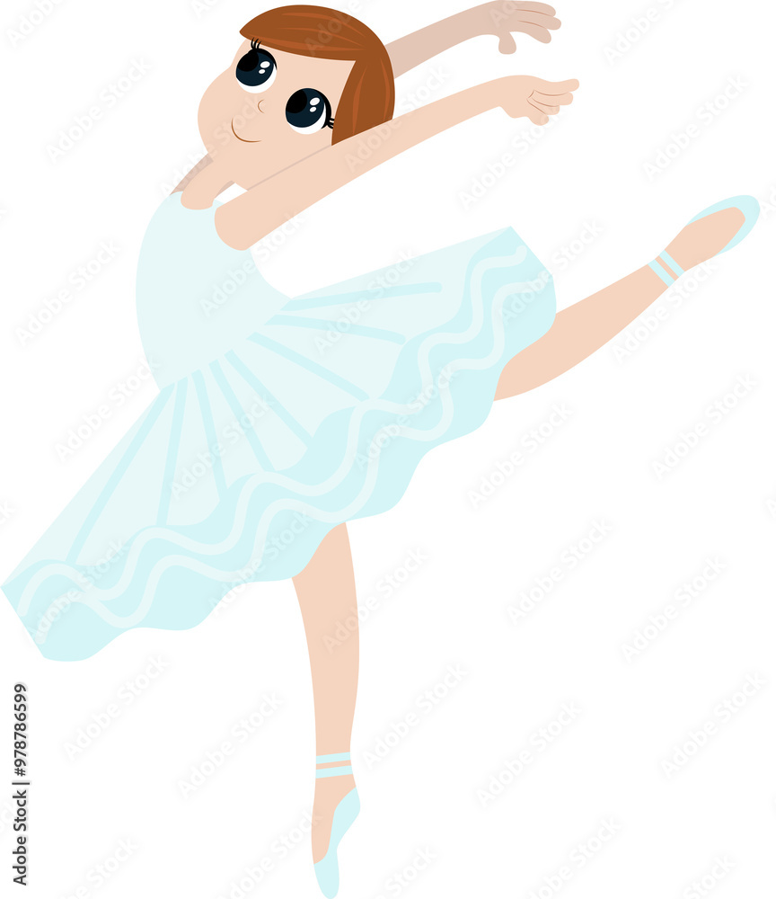 Φωτογραφία A ballerina girl in a ballet tutu dances lightly and gracefully with her arms thrown back and her leg raised