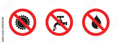 No water and sun light  restricted sign
