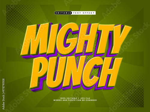mighty punch editable text effect with comic and superhero style