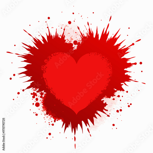 heart shaped red powder explosion for love vector illustration 