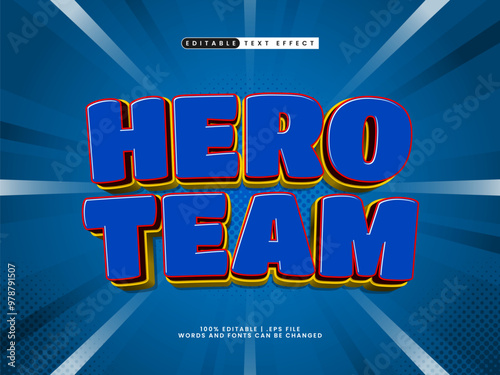 hero team editable text effect with comic and cartoon style