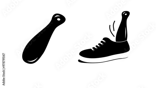 Shoehorn emblem , black  isolated silhouette