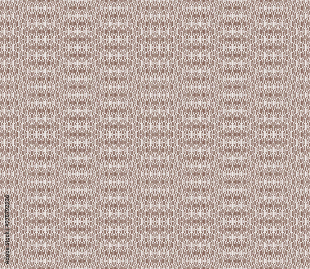 Hexagon pattern. Taupe color on matching background. Bold stacked rounded hexagons mosaic cells. Regular hexagon shapes. Seamless pattern. Tileable vector illustration. Hexagon pattern. Taupe color on matching background. Bold stacked rounded hexagons mosaic cells. Regular hexagon shapes. Seamless pattern. Tileable vector illustration.