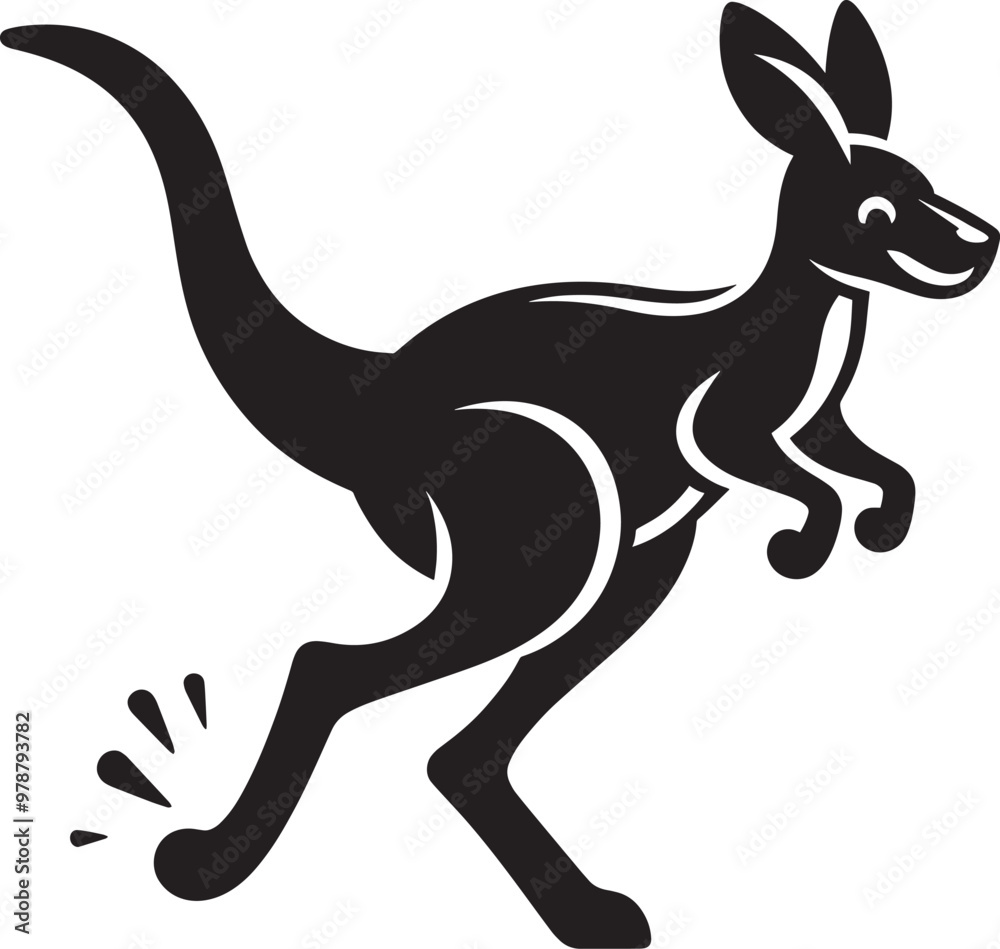 Obraz premium kangaroo Silhouette isolated on a white background Minimalist kangaroo vector shape