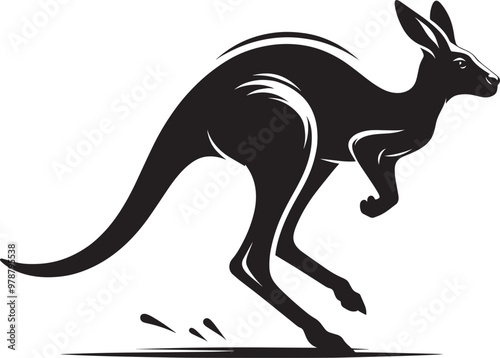 kangaroo Silhouette isolated on a white background Minimalist kangaroo vector shape
