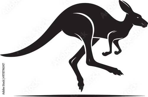 kangaroo Silhouette isolated on a white background Minimalist kangaroo vector shape