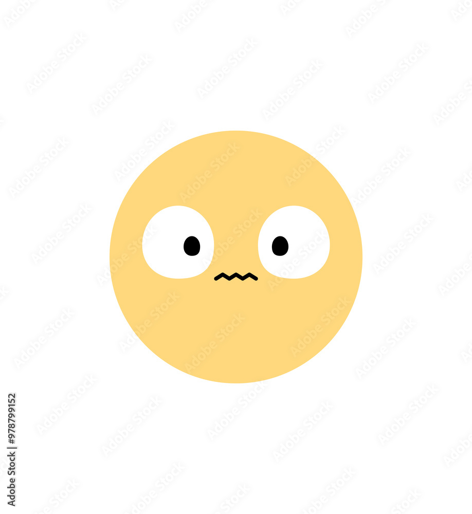 Cute white flower cartoon character with facial expression. Flat design illustration.