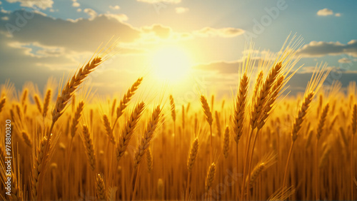 Golden Wheat Fields Under Bright Sun