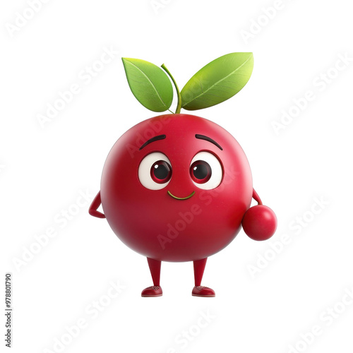 3D cartoon character cranberry, isolated on a white background. png