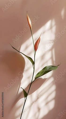 Elegant Floral Arrangement Natural Light Soft Pastel Background Shadows Greenery | AI Generated