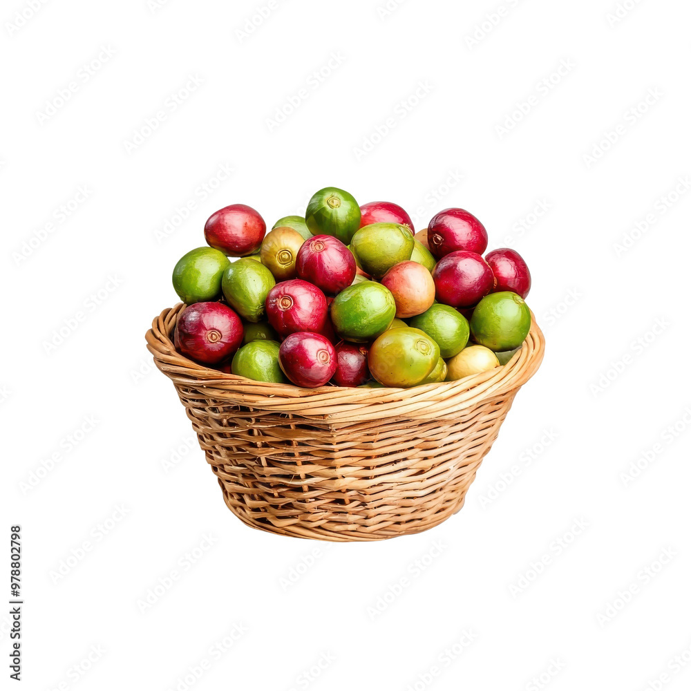 Basket of coffee fruit isolated on a white background. png Basket of coffee fruit isolated on a white background. png