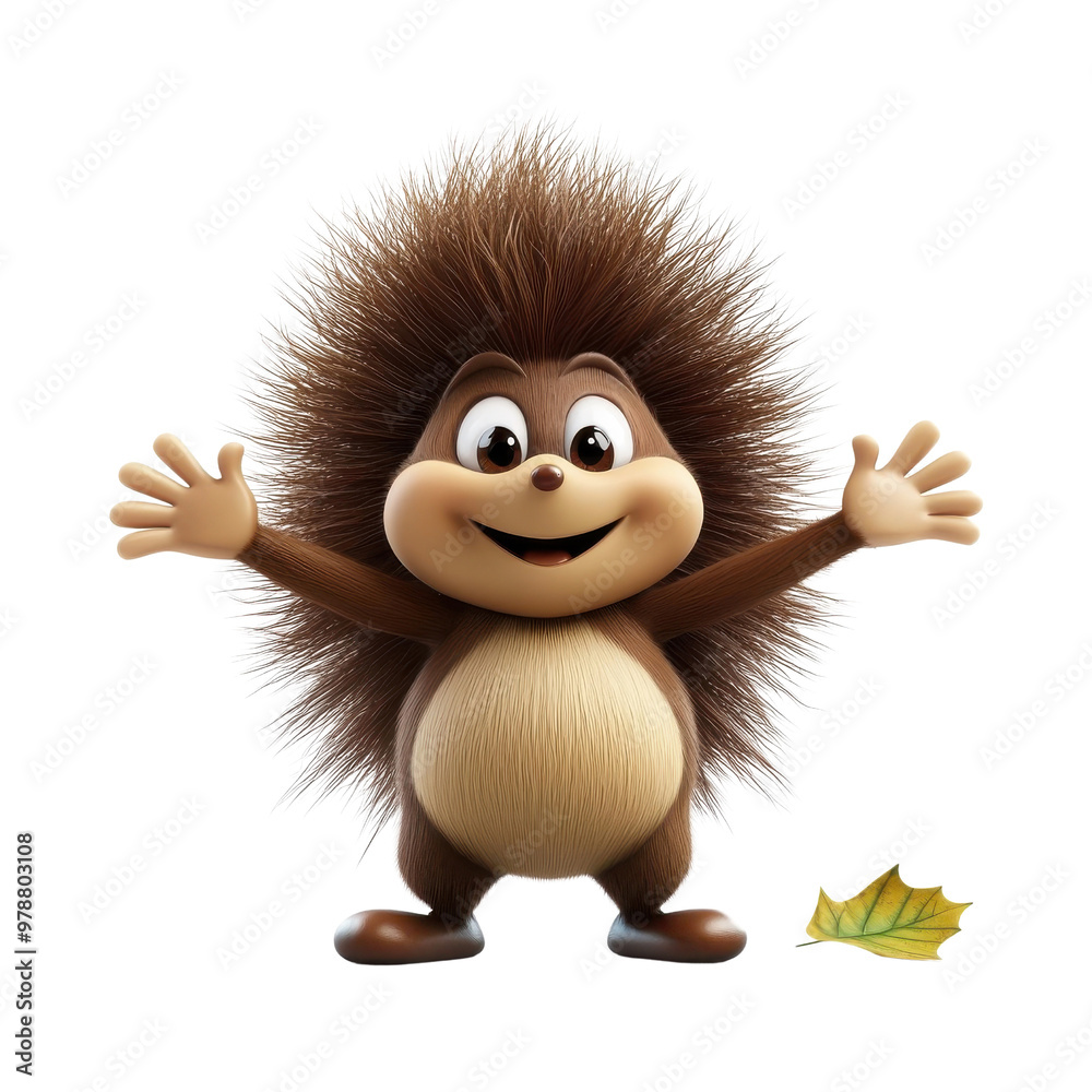 Fototapeta premium 3D cartoon character chestnut, isolated on a white background. png