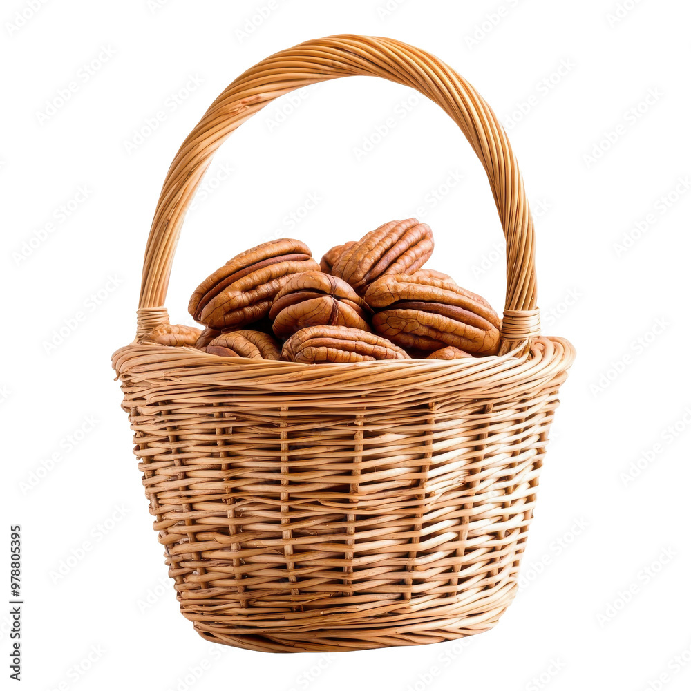 Basket of pecans, isolated on a white background. png Basket of pecans, isolated on a white background. png