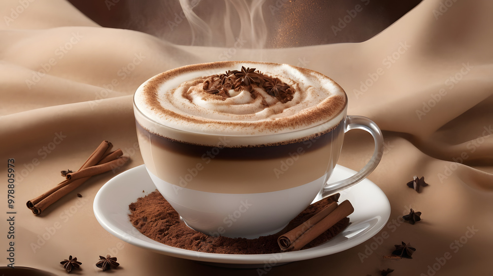 cup of cappuccino with chocolate soft pause, relaxing, ai generated