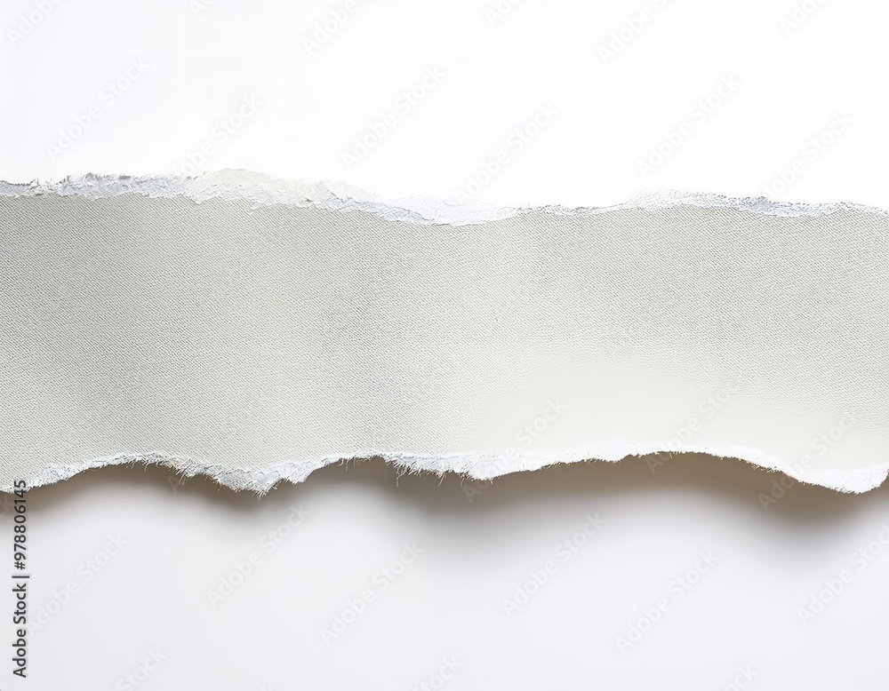A strip of torn white paper with ragged edges against a clean white background. A strip of torn white paper with ragged edges against a clean white background.