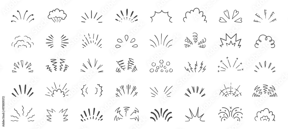 Doodle line sparkles and rays. Abstract hand drawn sun shine and star burst, comic retro sunbeam explosion and firework elements. Vector isolated set.eps Doodle line sparkles and rays. Abstract hand drawn sun shine and star burst, comic retro sunbeam explosion and firework elements. Vector isolated set.eps