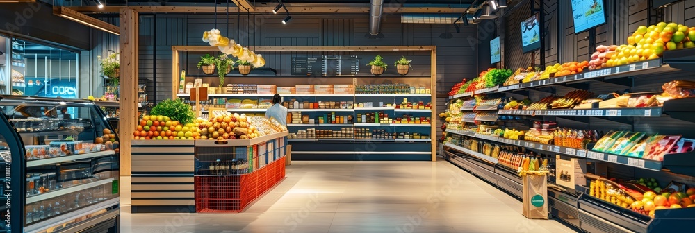 A supermarket with lots of goods on the shelves A supermarket with lots of goods on the shelves