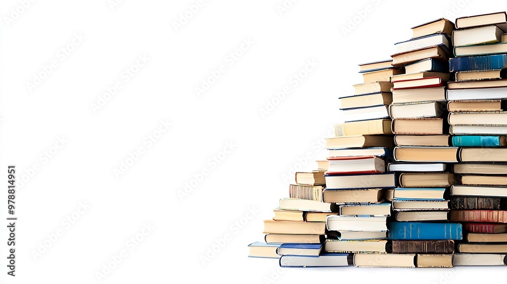 Pile of books isolated on a white background : Generative AI