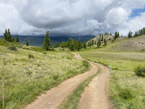 Dirt road through the highlands .