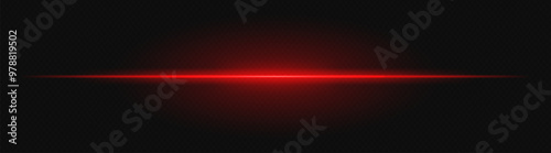 Red neon stripes or light flash. Laser beams, horizontal beams. Beautiful light reflections. Glowing stripes on a black background.