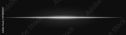 White neon stripes or light flash. Laser beams, horizontal beams. Beautiful light reflections. Glowing stripes on a black background.