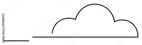 Minimalistic design with a cloud and horizontal line, a symbol of nature and calm. Ideal for web design, minimalism, weather alerts, branding, and print. Simple art style.