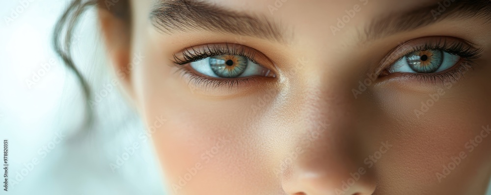 Fototapeta premium Close-up of a person's captivating eyes highlighting unique features and mesmerizing colors.