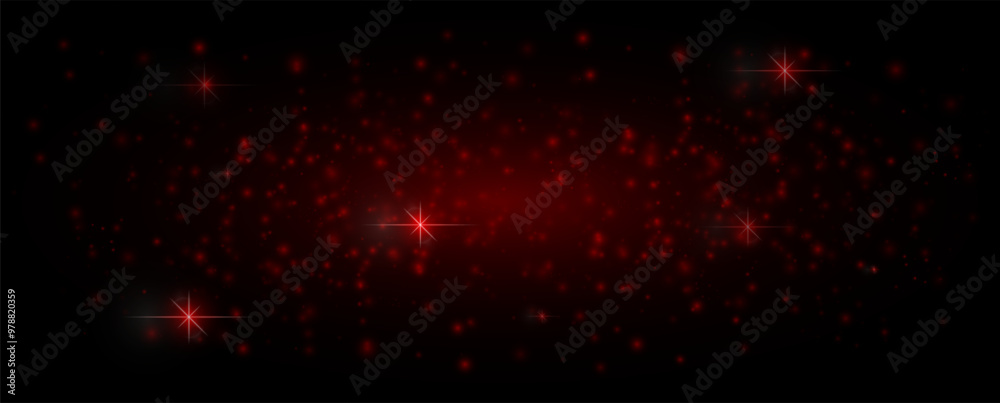 Fototapeta premium Glare light effect. Star Red dust, sparkles. Glowing stars, lights, sparkles, flashes. On a transparent background. Neon light. Night star