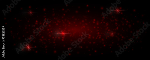 Glare light effect. Star Red dust, sparkles. Glowing stars, lights, sparkles, flashes. On a transparent background. Neon light. Night star