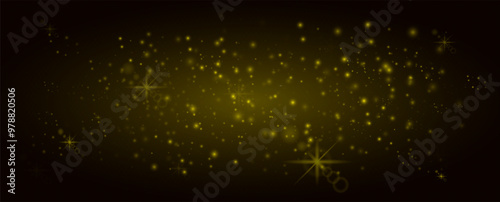 Glare light effect. Star yellow dust, sparkles. Glowing stars, lights, sparkles, flashes. On a transparent background. Neon light. Night star