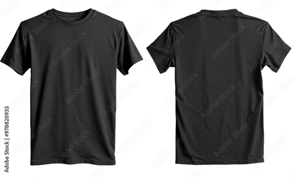 black t-shirt mockup front and back isolated on transparent background black t-shirt mockup front and back isolated on transparent background
